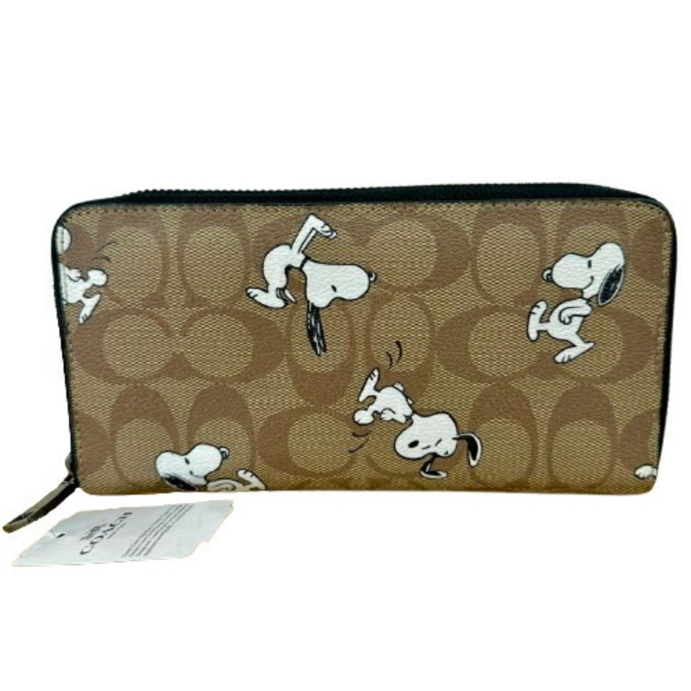 COACH × PEANUTS Coach Snoopy Signature C4327 Long Wallet Leather Women's